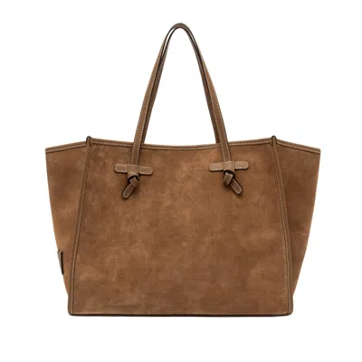 Marcella Contemporary Soft Suede Handbag With Matching Pouch - 38 × 31 × 16 Cm In Brown