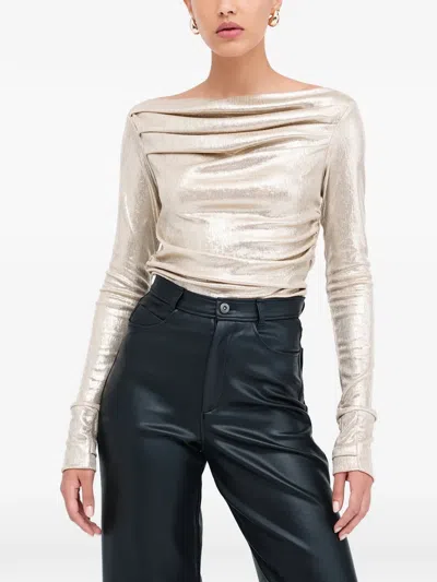 Marcella Cooper 缩褶上衣 In Gold
