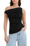 Marcella Cooper Ruched Off The Shoulder Top In Black