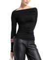 Marcella Cooper Ruched Bateau Top In Black
