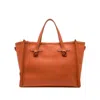 Marcella Coral Leather Handbag With Magnetic Closure In Orange