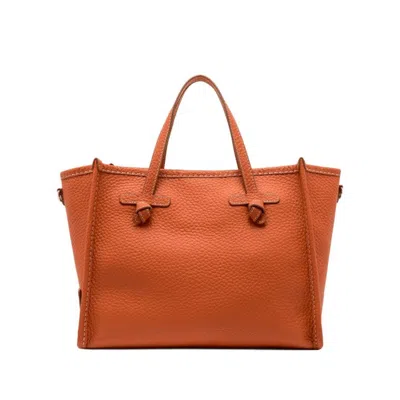 Marcella Coral Leather Handbag With Magnetic Closure In Orange