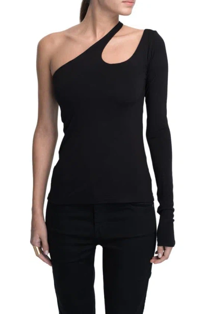 Marcella Cutout One-shoulder Top In Black