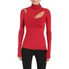 Marcella Dahlia Jersey Turtleneck Top In Red