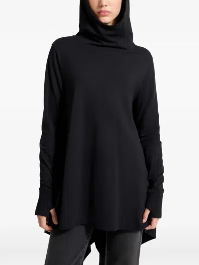 Marcella Daria Handkerchief-hem Hoodie In Black