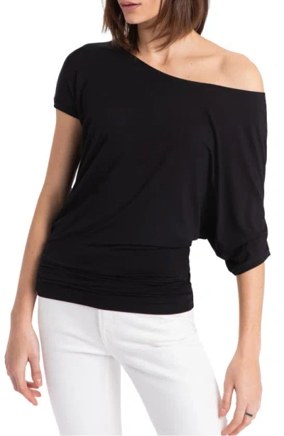 Marcella Elena One-shoulder Jersey Top In Black