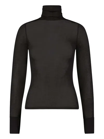 Marcella Eloise 半透明长袖上衣 In Black