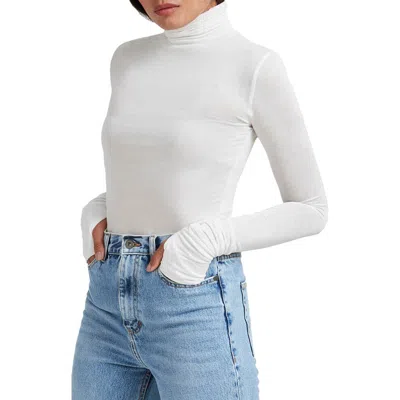 Marcella Eloise Turtleneck Semisheer Jersey Top In Off White