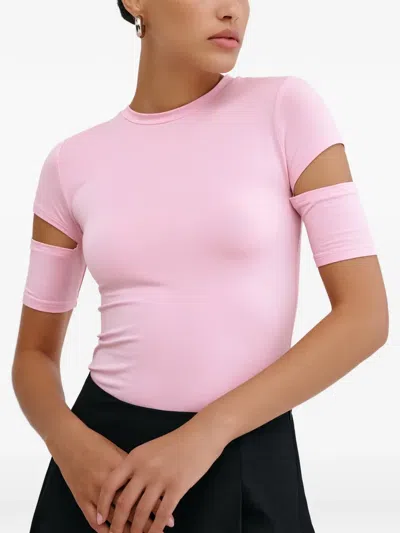 Marcella Esme 镂空细节t恤 In Pink