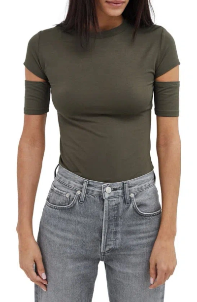 Marcella Esme Cutout Sleeve T-shirt In Green