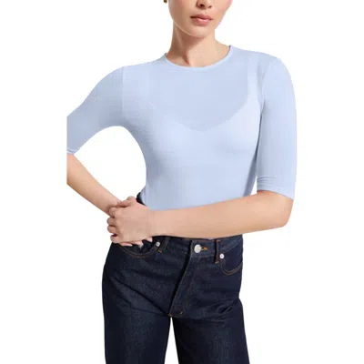 Marcella Frankie Sheer Jersey Top In Blue
