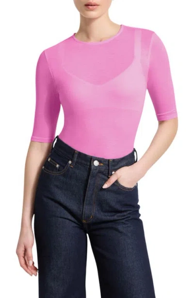 Marcella Frankie Sheer Jersey Top In Purple