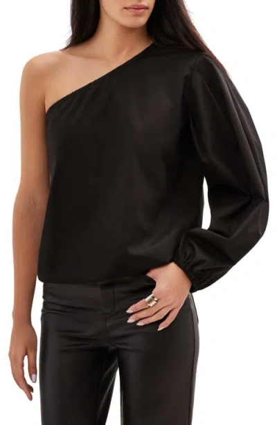 Marcella Garfield One-shoulder Cotton Poplin Top In Black