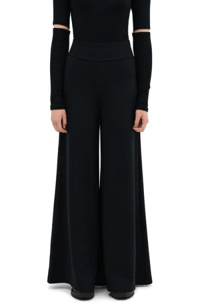 Marcella Georgia High Waist Wide Leg Ponte Knit Pants In Black