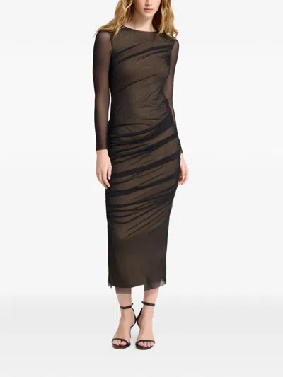 Marcella Gia 长袖超长连衣裙 In Black