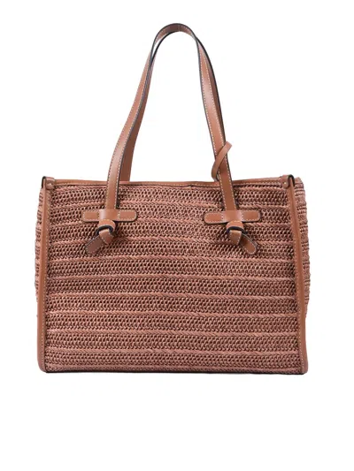 Marcella Gianni Chiarini Borsa Tessuto E Pelle In Brown