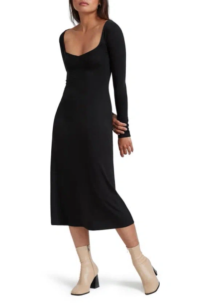 Marcella Hamptons Long Sleeve Jersey Midi Dress In Black