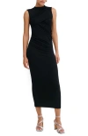 Marcella Huron Ruched Sleeveless Dress In Black