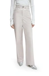 Marcella Julien High Waist Faux Leather Wide Leg Pants In Bone