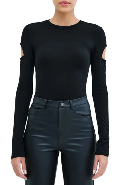 Marcella Kent Cutout Long Sleeve Top In Black