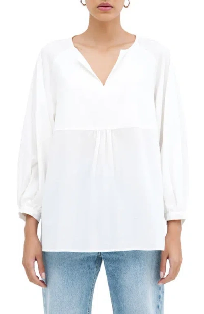 Marcella Kissena Cotton Popover Top In Off White