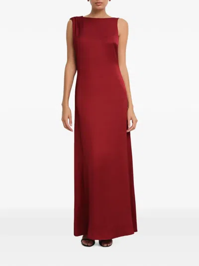 Marcella Laurel Asymmetrical-strap Maxi Dress In Red