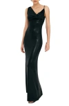 Marcella Liberty Metallic Jersey Gown In Onyx