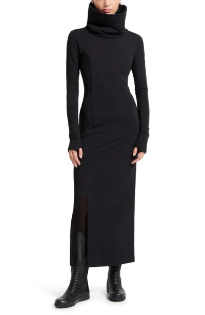 Marcella Lisa High Turtleneck Long Sleeve French Terry Dress In Black