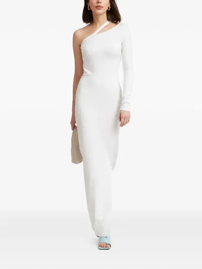 Marcella Lydia 单肩开衩超长连衣裙 In White