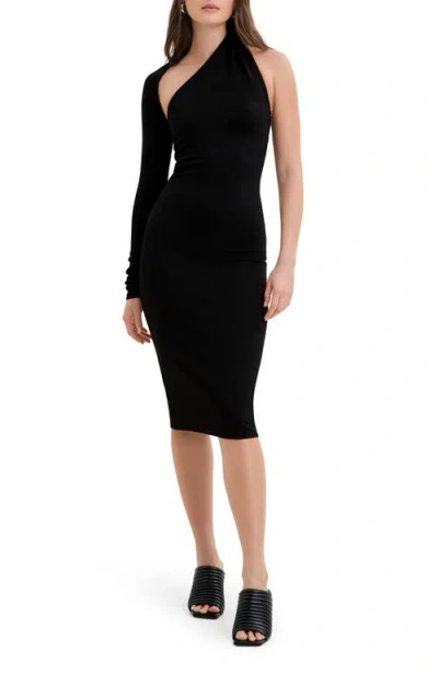 Marcella Manhattan Asymmetric One-shoulder Ponte Dress In Multi