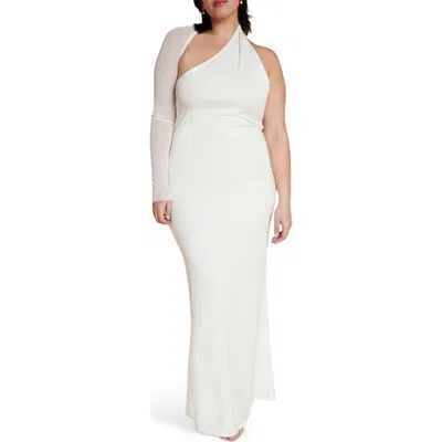 Marcella Manhattan Mesh Asymmetric Gown In White