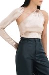 Marcella Manhattan Metallic One-shoulder Shirt In Stardust