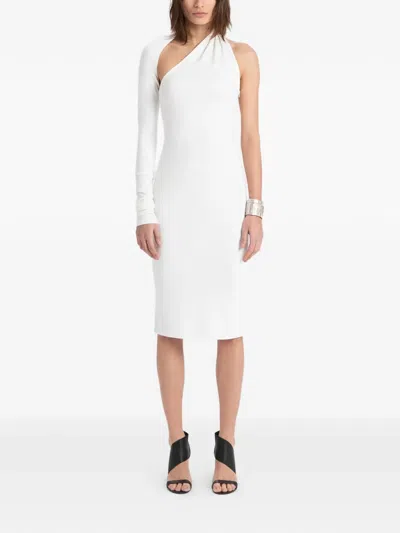 Marcella Manhattan 单肩中长连衣裙 In White