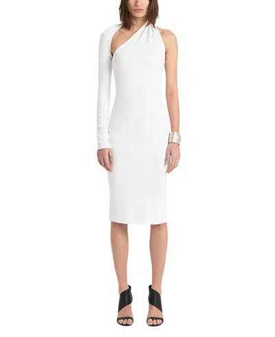 Marcella Manhattan One Shoulder Midi Dress In White