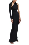 MARCELLA MANHATTAN ONE-SHOULDER PONTE KNIT GOWN