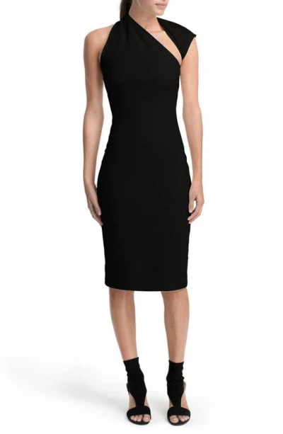 Marcella Manhattan Ponte Knit Midi Dress In Black