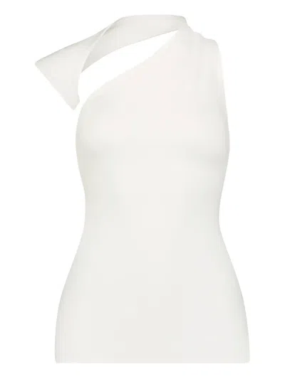 Marcella Manhattan 雕塑感单肩上衣 In White