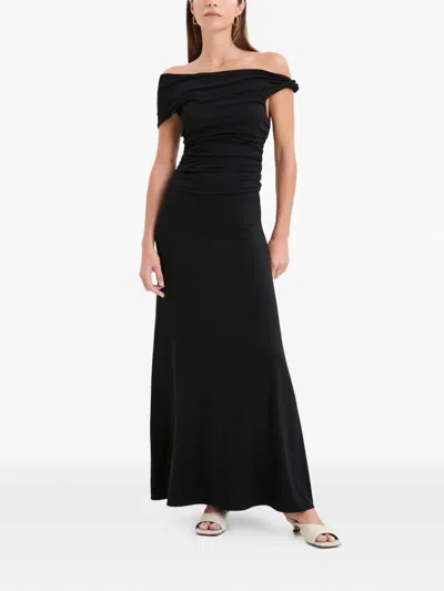 Marcella Manon 缩褶超长连衣裙 In Black