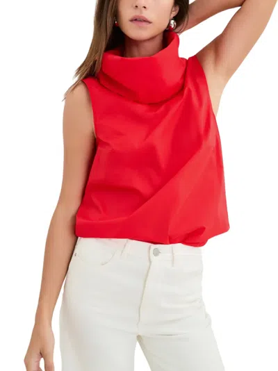 Marcella Marcy Sleeveless Poplin Top In Red