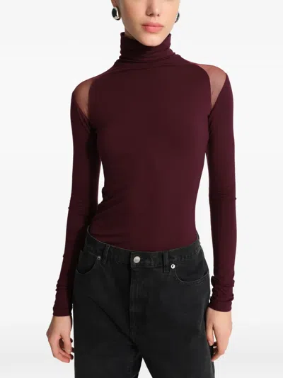Marcella Maria Mesh-panel Top In Red