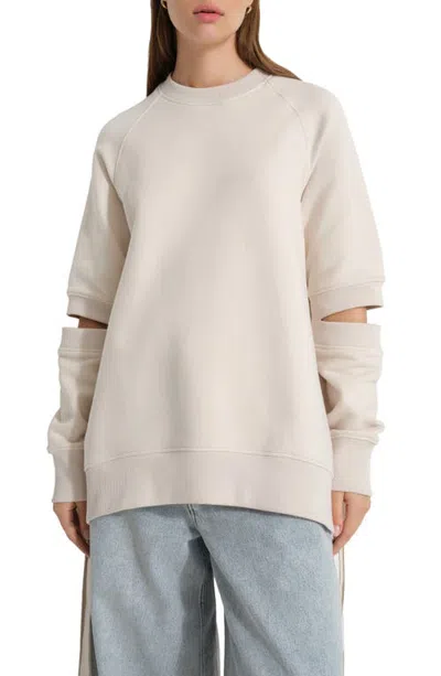 Marcella Mavi Cutout Elbow Sweatshirt In Neutral