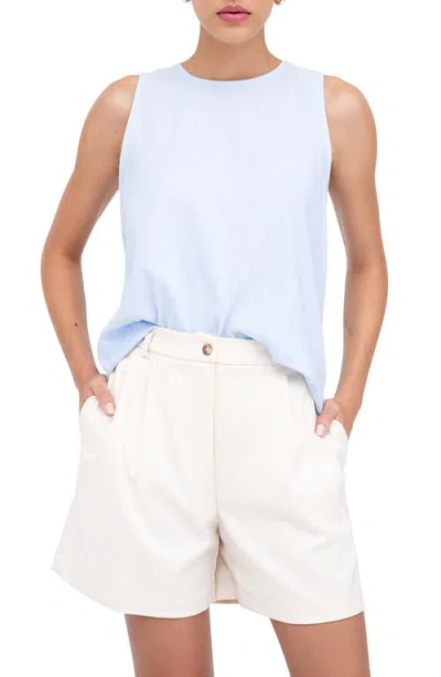 Marcella Mckinley Sleeveless Linen & Cotton Top In Light Blue