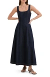 Marcella Melrose Denim Maxi Dress In Dark Blue