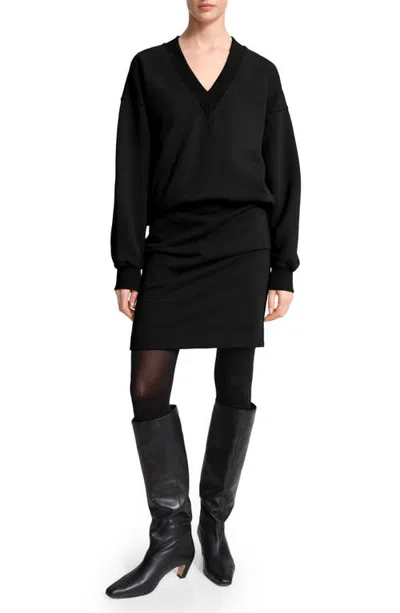 Marcella Mira V-neck Sweatshirt Dress In Black