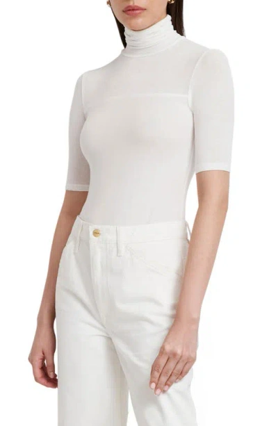 Marcella Niko Jersey Turtleneck Top In Off White