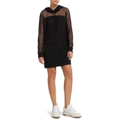 Marcella Park Hooded Sweatshirt Dress In Black