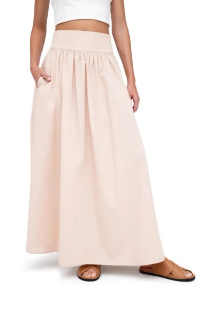 Marcella Raven Cotton Poplin Maxi Skirt In Pink