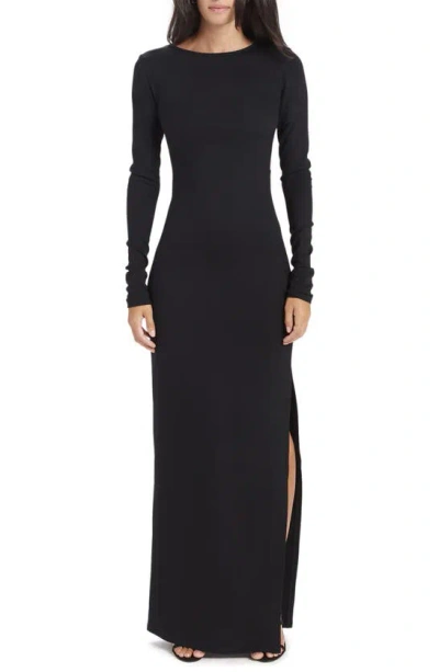 Marcella Roxanne Long Sleeve Ponte Gown In Black