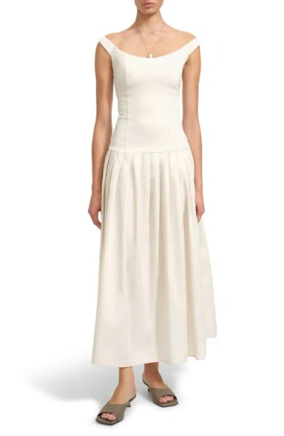 Marcella Selene Off The Shoulder Dress In Neutral