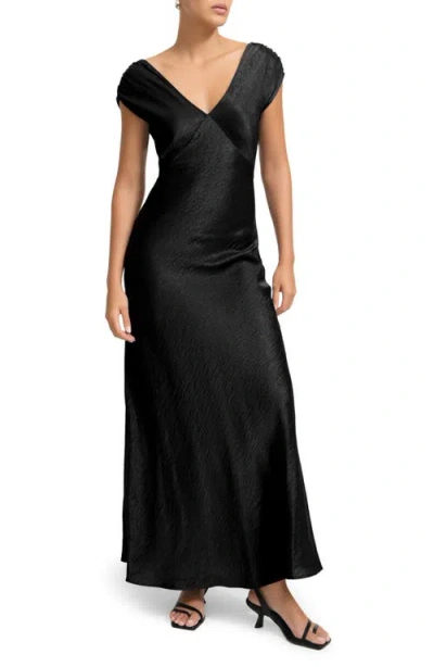 Marcella Shiloh Satin Dress In Black